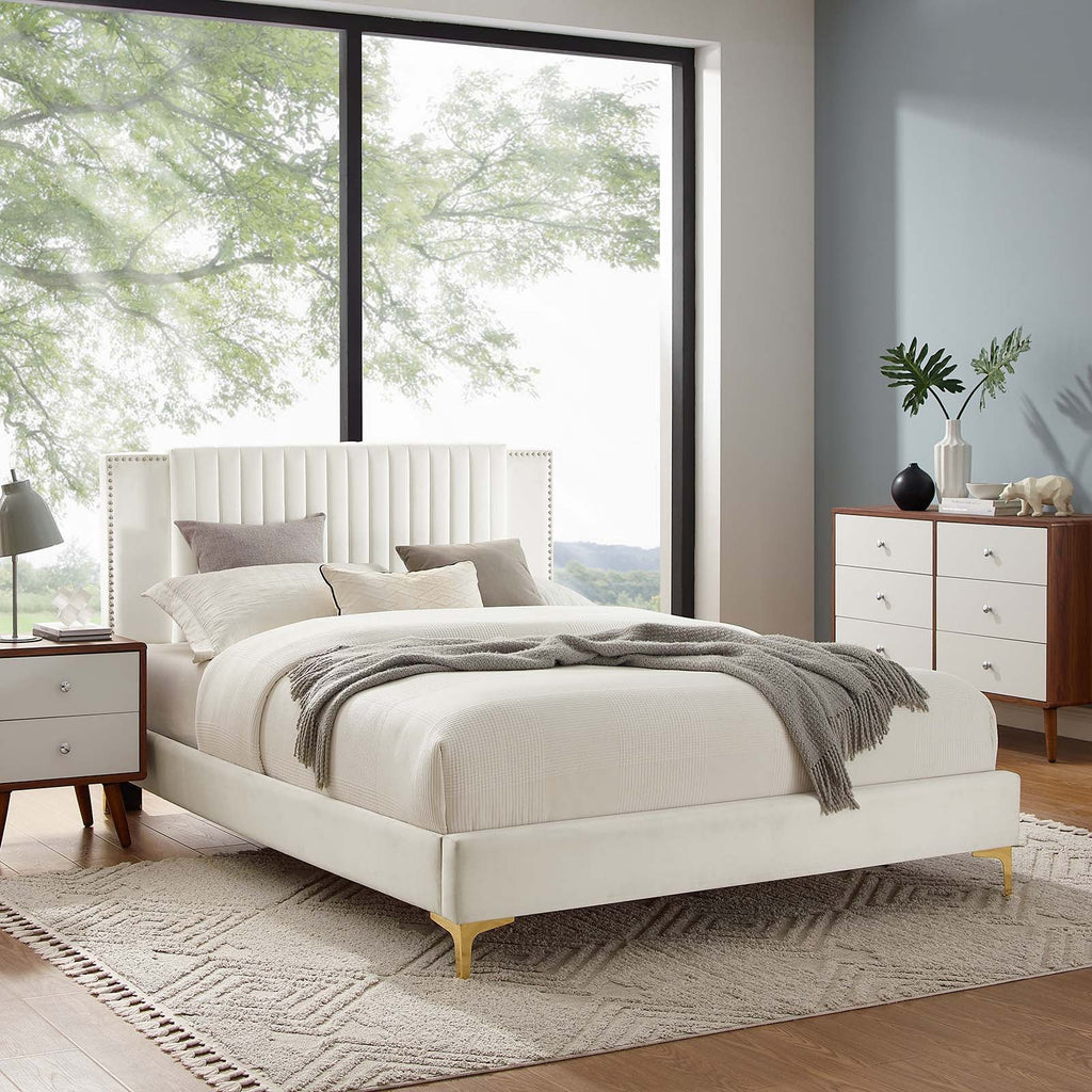 Zahra Channel Tufted Performance Velvet Twin Platform Bed by Modway