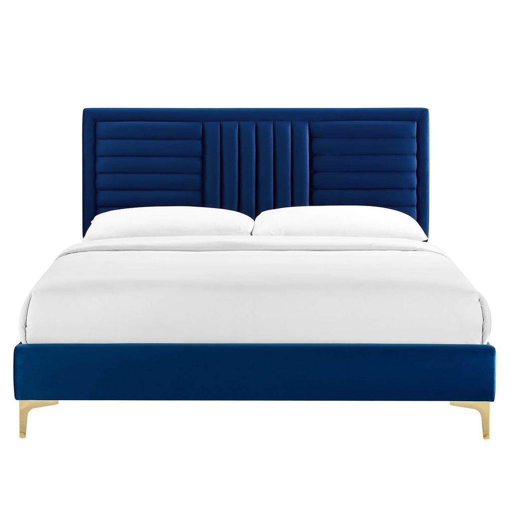 Sofia Channel Tufted Performance Velvet Twin Platform Bed by Modway