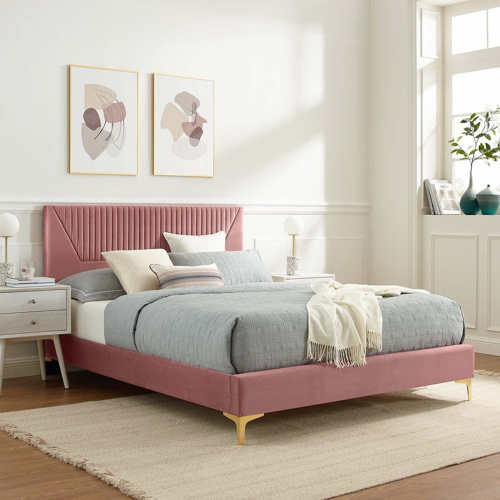 Yasmine Channel Tufted Performance Velvet Twin Pla