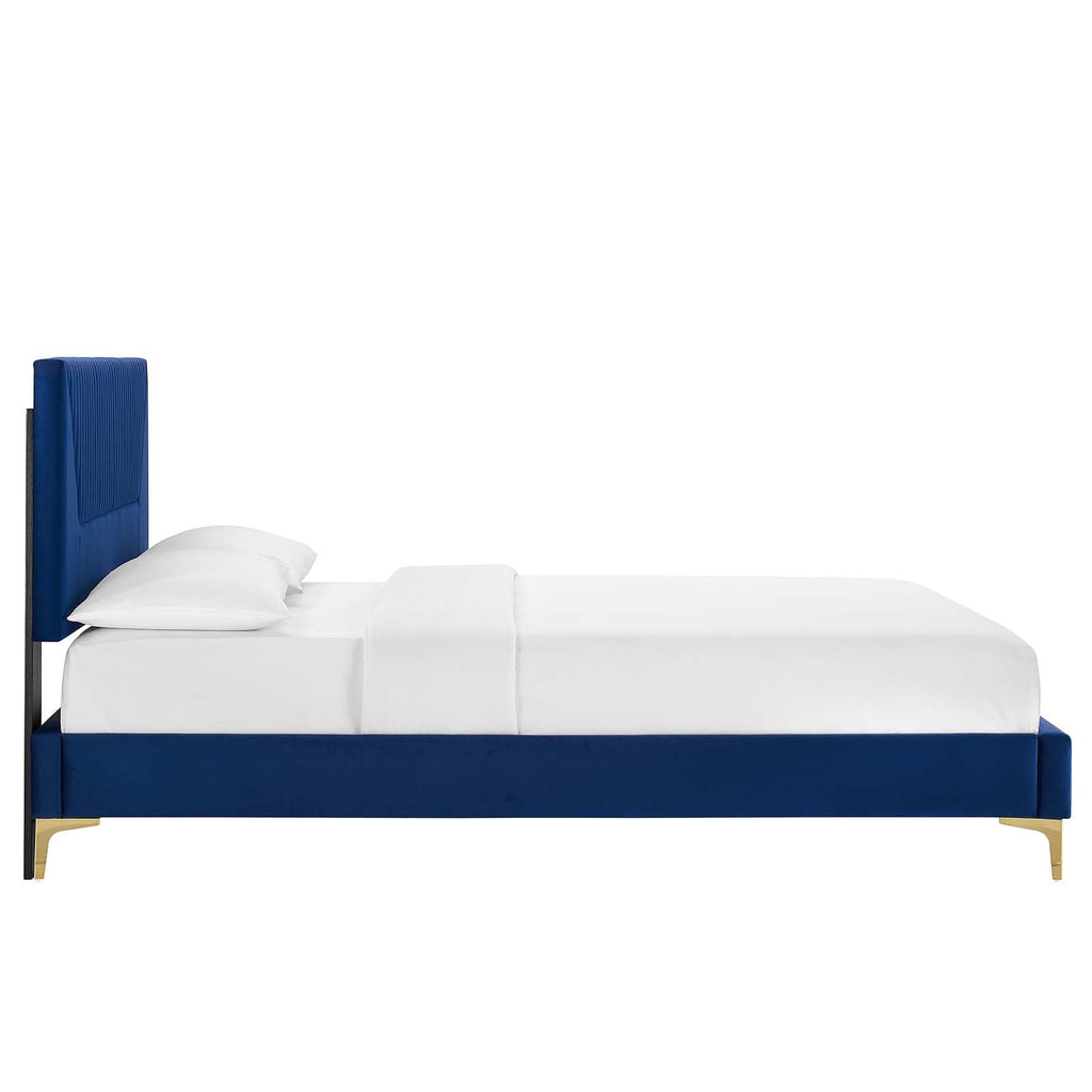Yasmine Channel Tufted Performance Velvet Twin Platform Bed by Modway