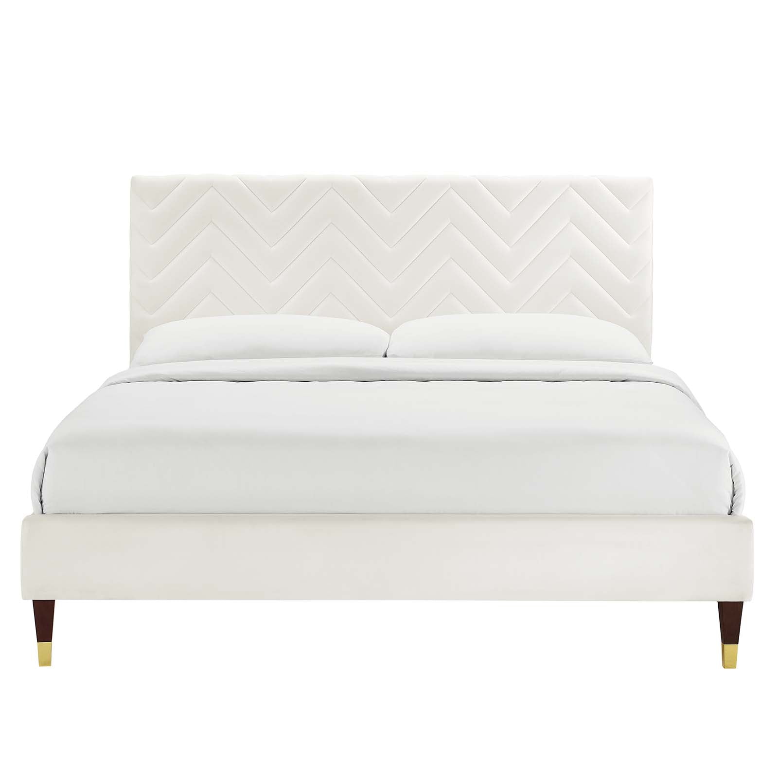 Leah Chevron Tufted Performance Velvet Twin Platform Bed by Modway