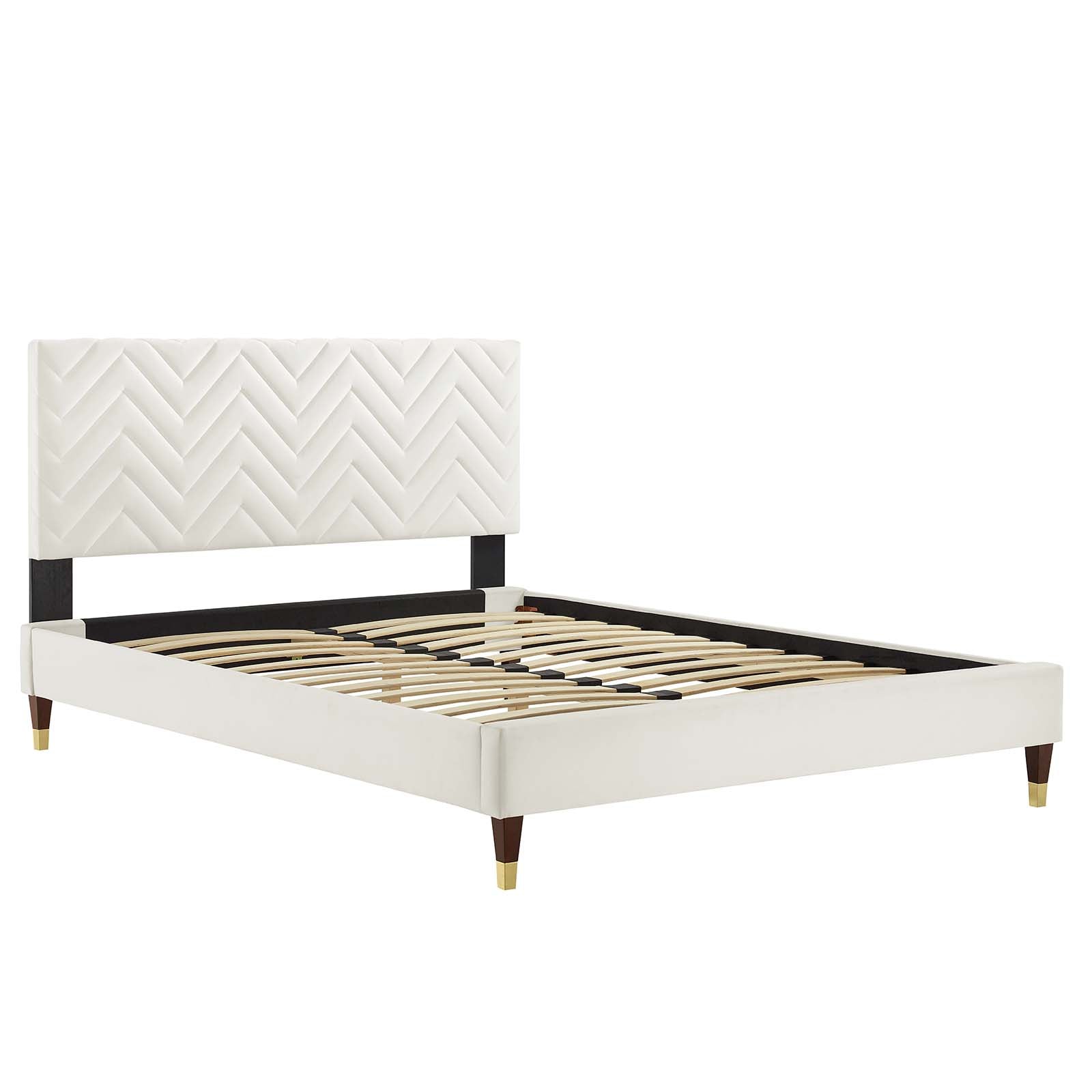 Leah Chevron Tufted Performance Velvet Twin Platform Bed by Modway