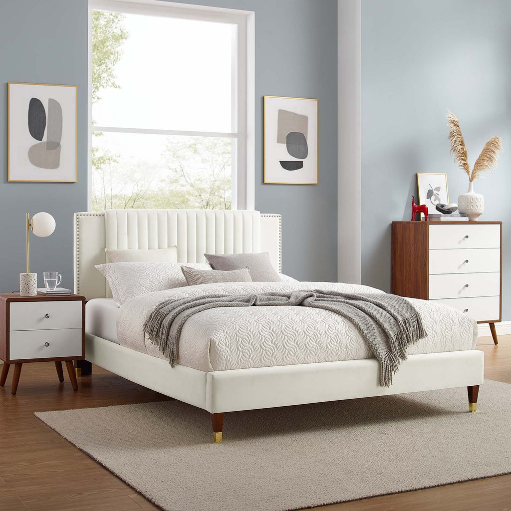 Zahra Channel Tufted Performance Velvet Twin Platform Bed by Modway