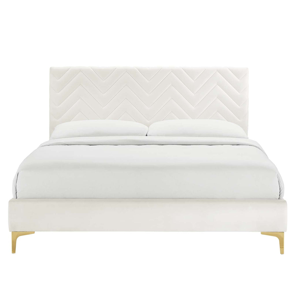 Leah Chevron Tufted Performance Velvet Full Platform Bed by Modway