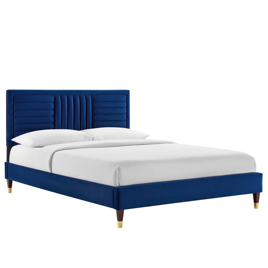 Sofia Channel Tufted Performance Velvet Full Platform Bed by Modway