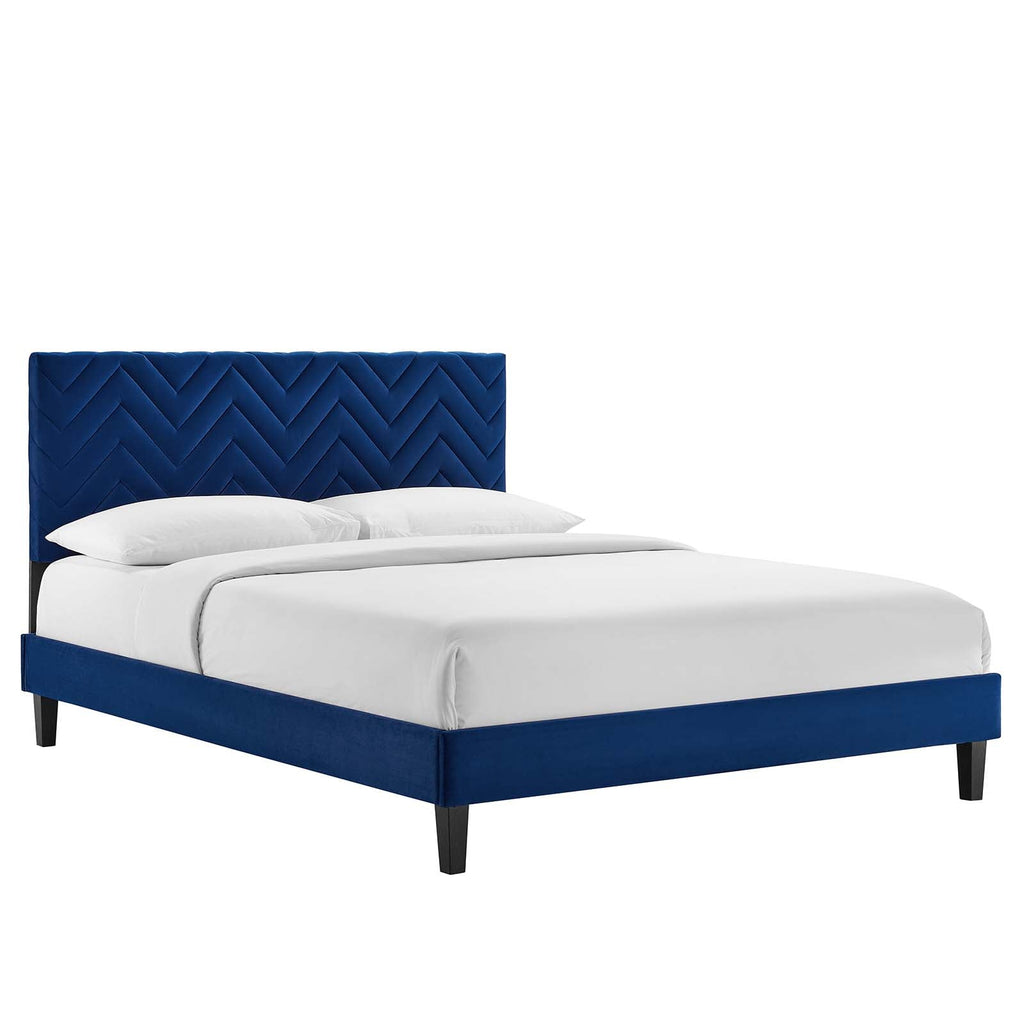 Leah Chevron Tufted Performance Velvet Full Platform Bed by Modway