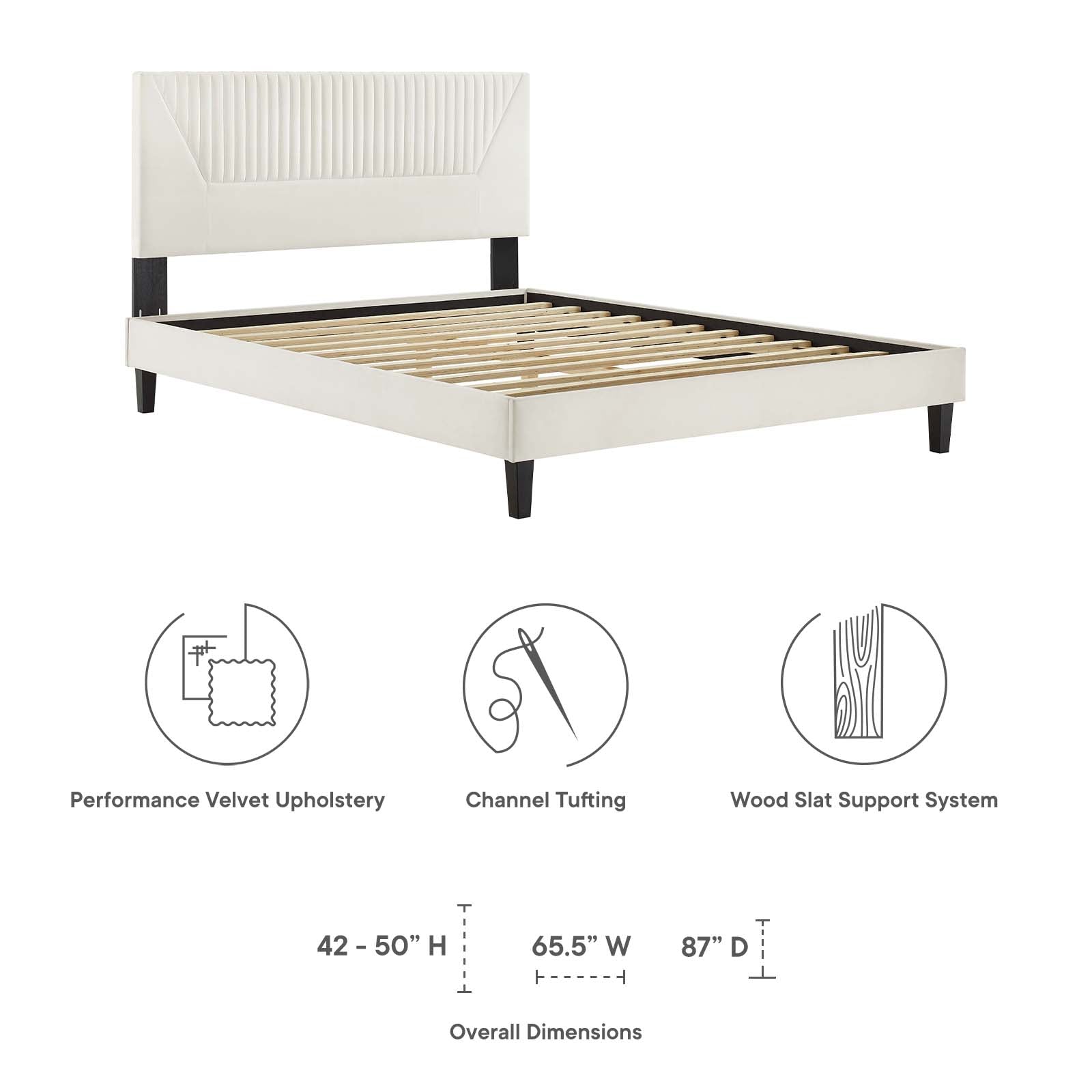 Yasmine Channel Tufted Performance Velvet Full Platform Bed by Modway