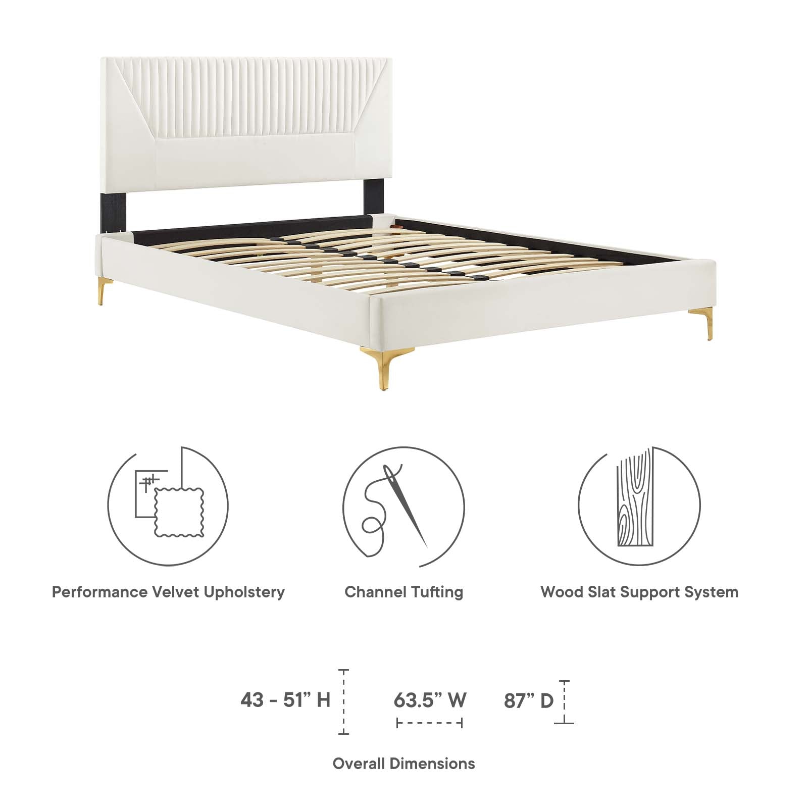 Yasmine Channel Tufted Performance Velvet King Platform Bed by Modway