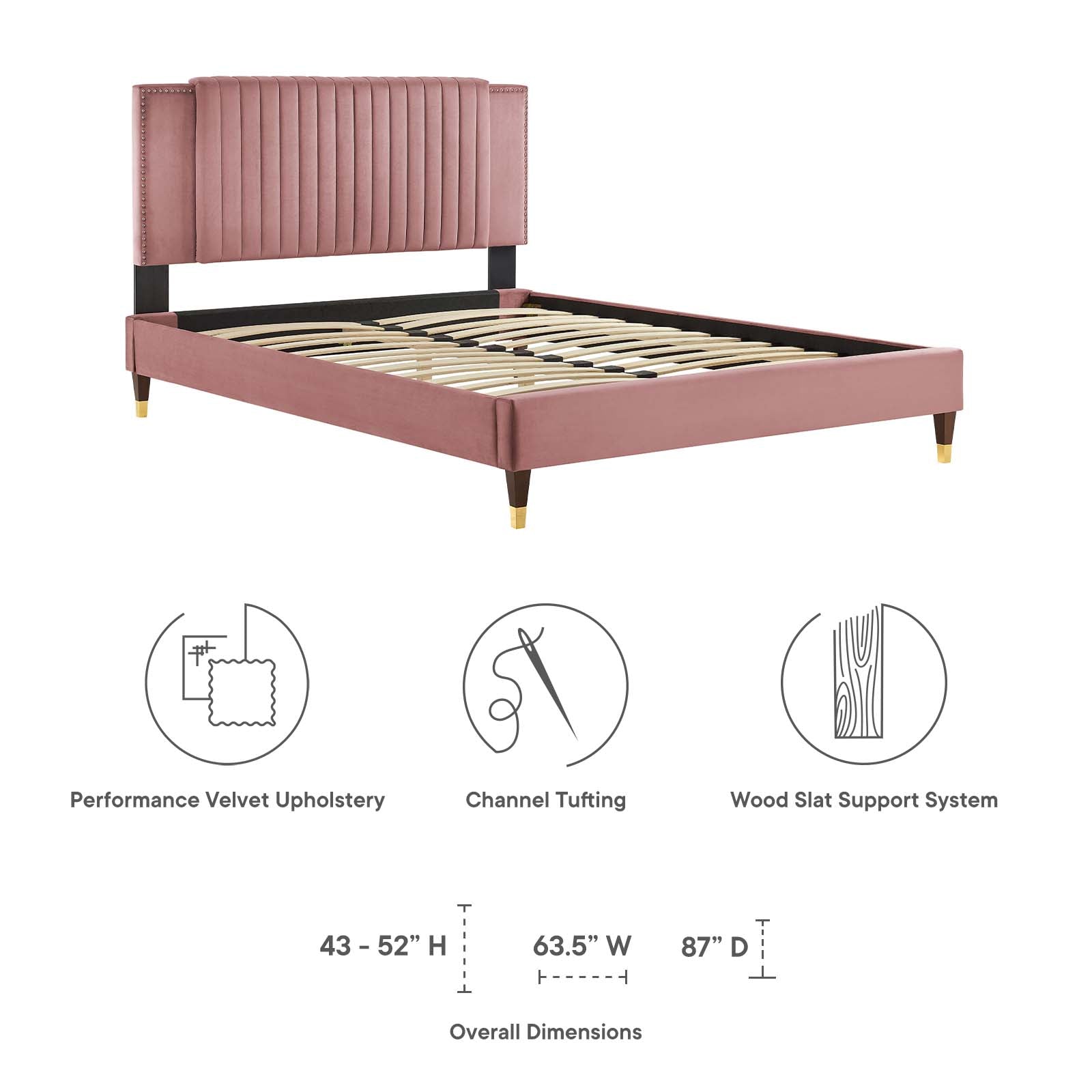 Zahra Channel Tufted Performance Velvet King Platform Bed by Modway