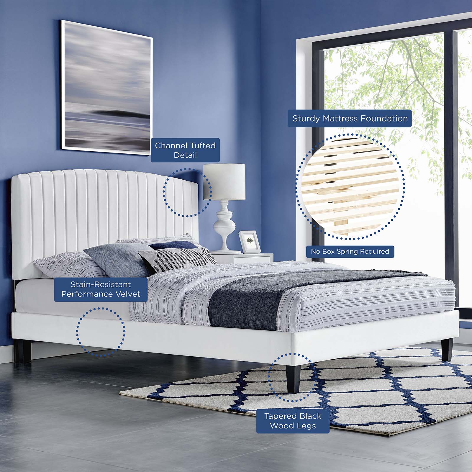 Alessi Performance Velvet Full Platform Bed by Modway