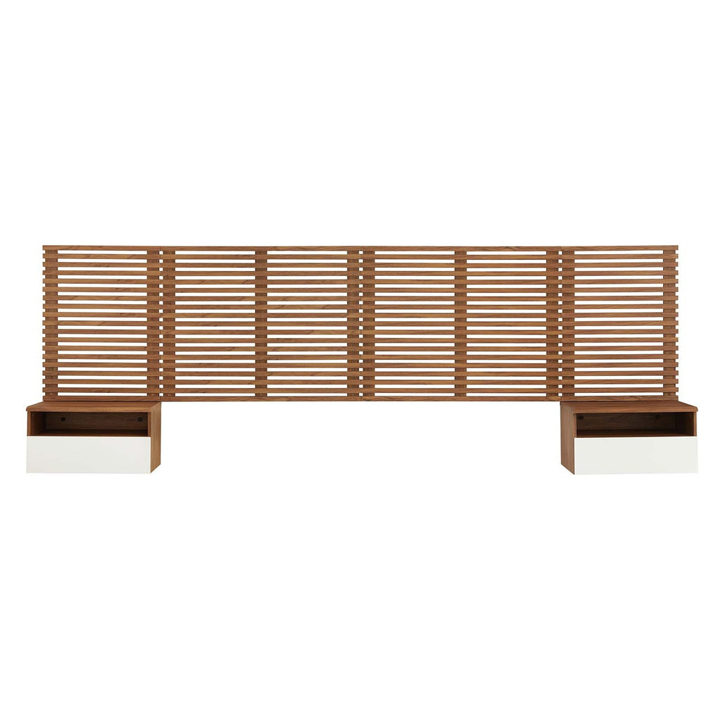 Render Wall Mount King Headboard and Modern Nightstands by Modway