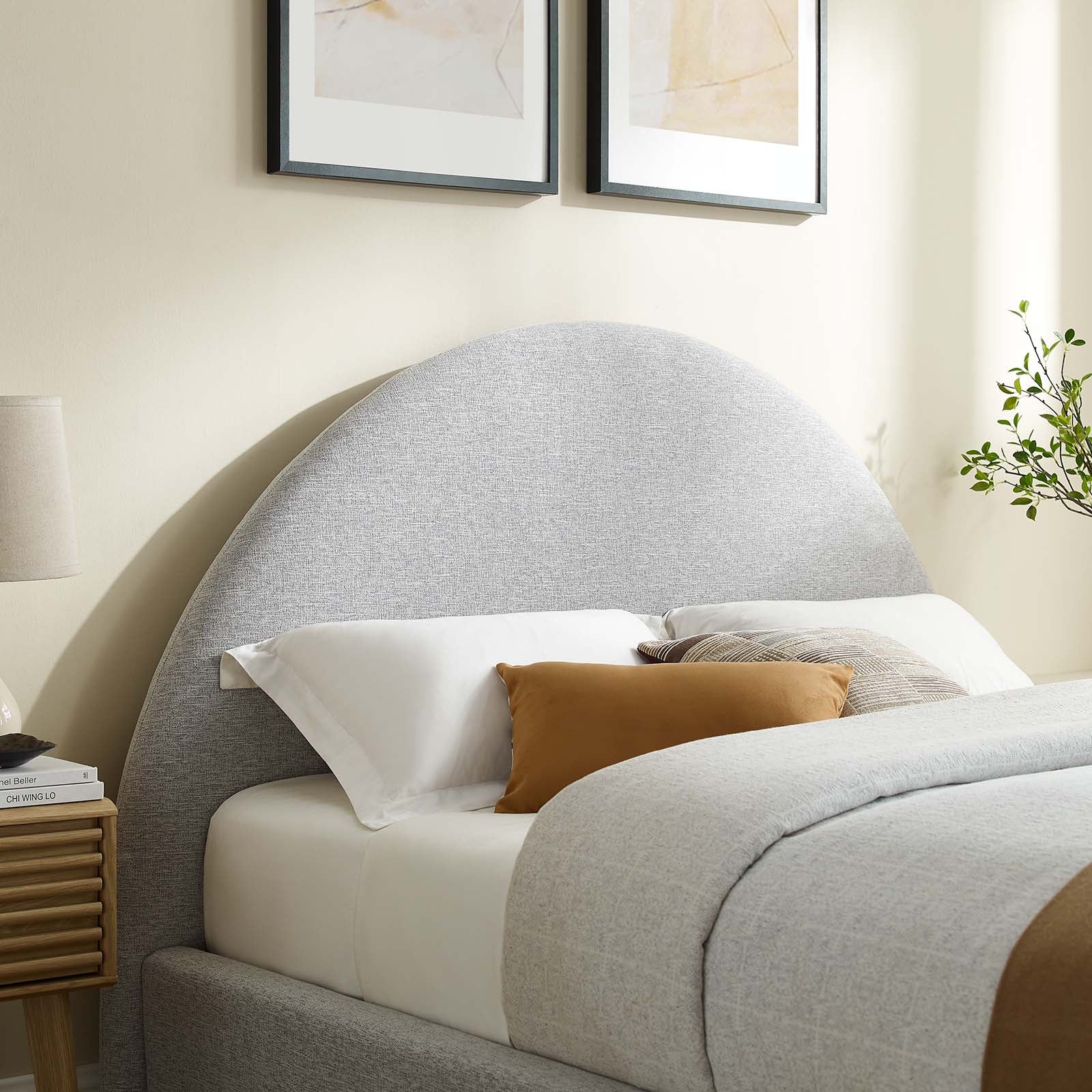 Resort Upholstered Fabric Arched Round King Platform Bed by Modway