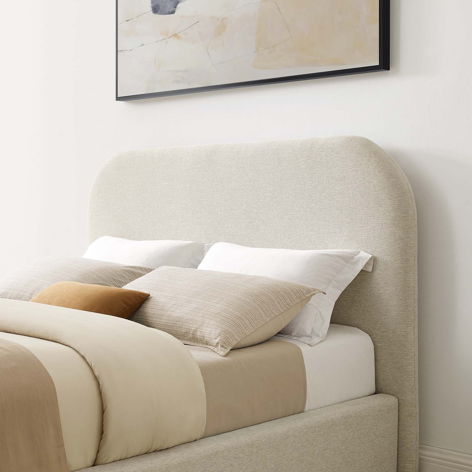 Keynote Upholstered Fabric Curved Queen Platform Bed by Modway