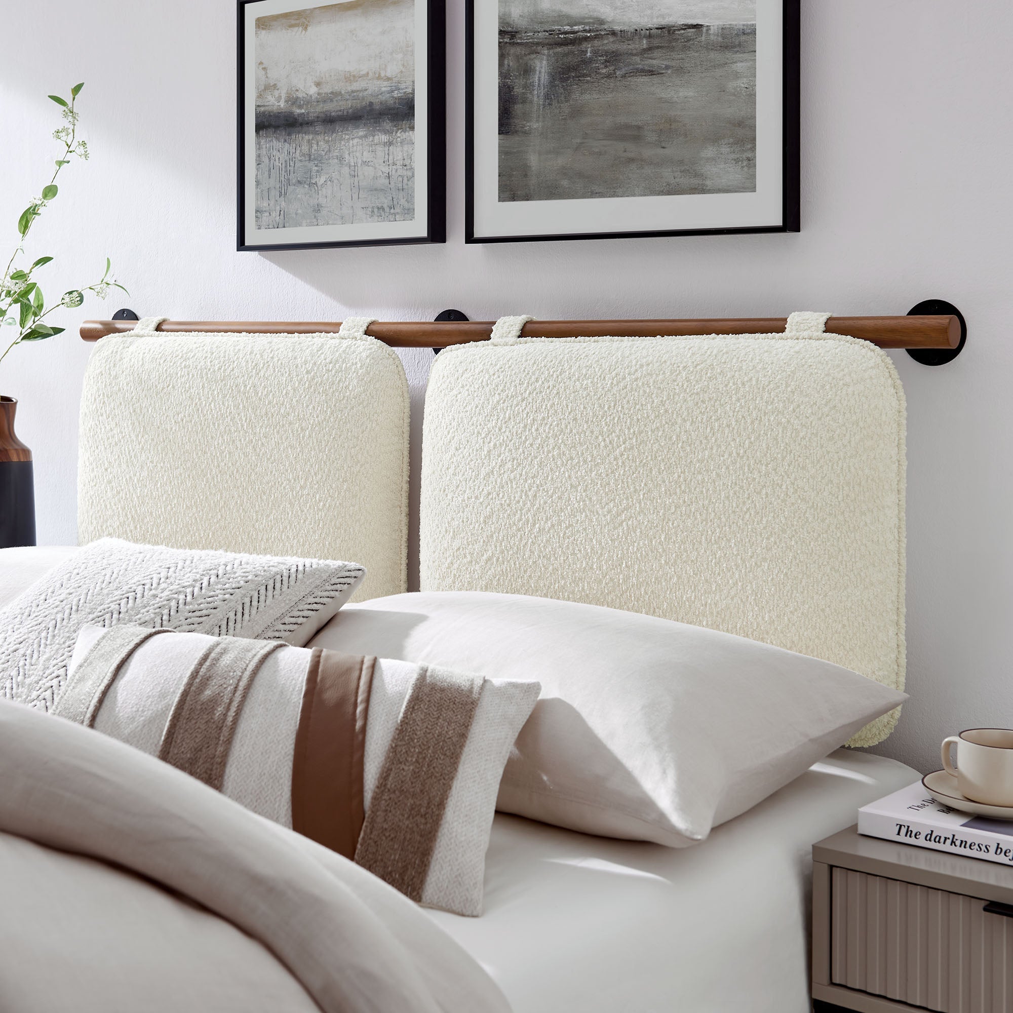 Anela Wall-Mounted Chenille Upholstered King Size Headboard by Modway