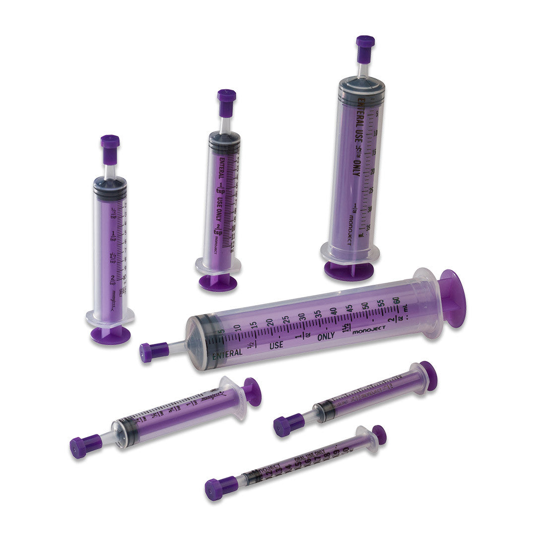 Monoject™ 35 mL Sterile Purple Syringes w/ Cap for Enteral Feeding - 435SG