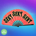 UV Glow Gradient Fluorescent SEXY Message Printed Folding Line Dance Hand Fan