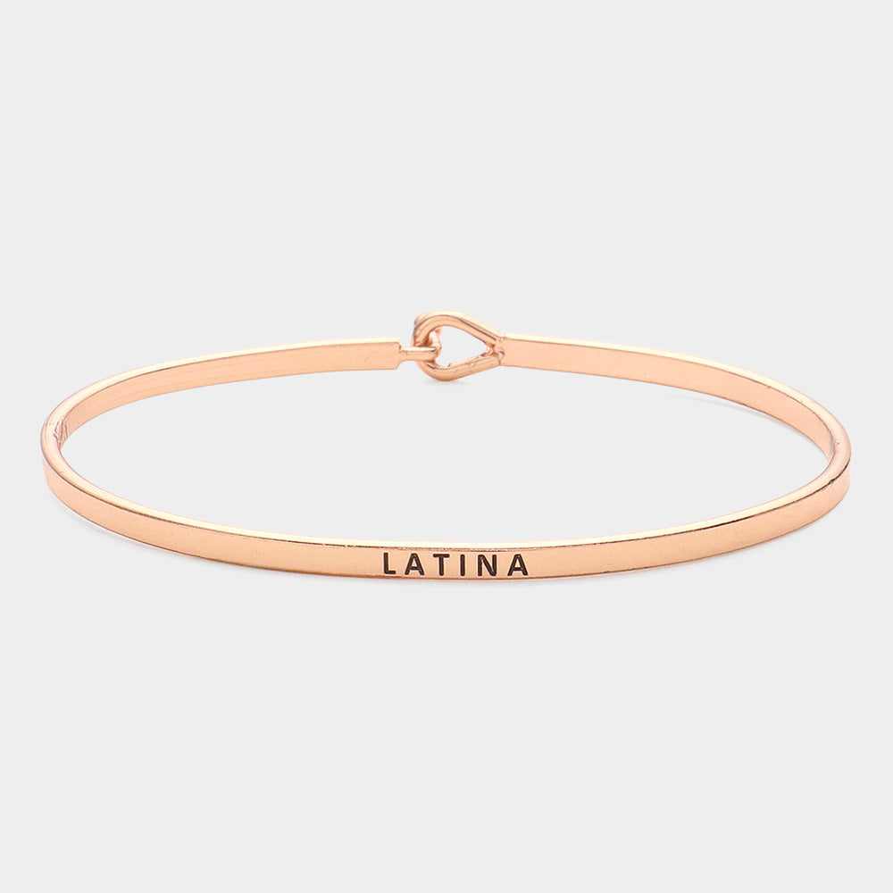"Latina" Thin Brass Metal Hook Bracelet