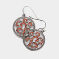 Rhinestone Embellished Metal Round Dangle Earrings