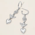 Rhinestone Paved Heart Vintage Angel Drop Earrings