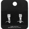 White Gold Dipped Marquise CZ Cluster Accent Mini Open Hoop Earrings