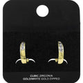 Gold Dipped CZ Mini Open Hoop Earrings