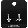 White Gold Dipped Round CZ Around Mini Open Hoop Earrings