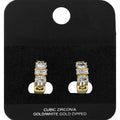 Gold Dipped CZ Cluster Embellished Mini Open Hoop Earrings