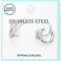 Stainless Steel Teardrop Stone Accent Mini Huggie Hoop Earrings