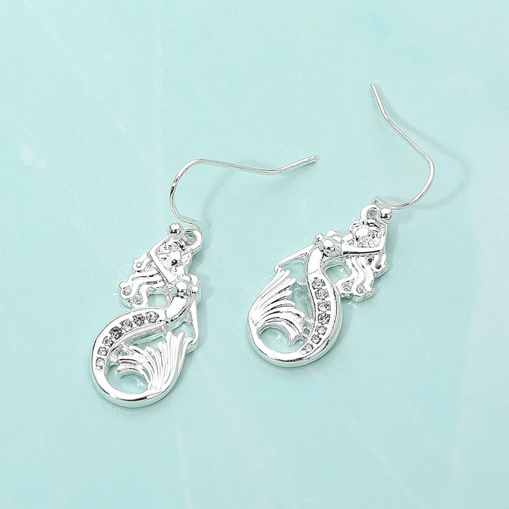 Stone Paved Mermaid Dangle Earrings