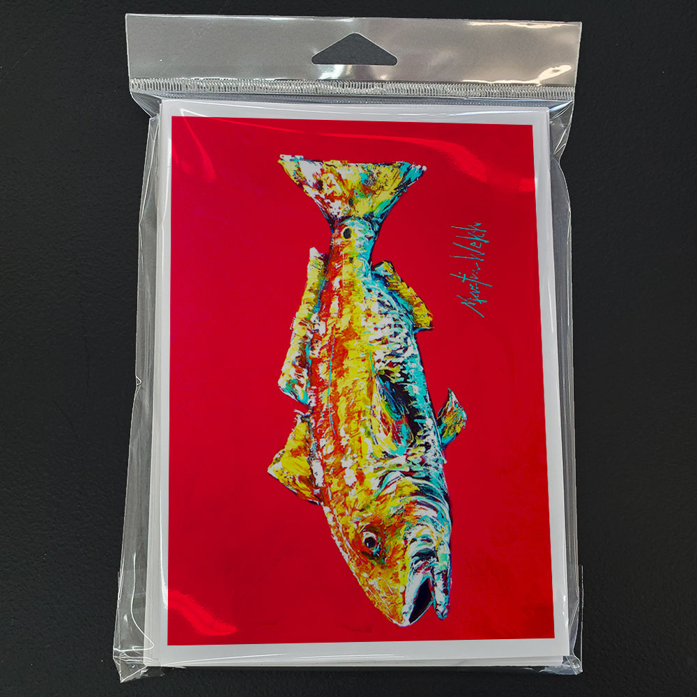 Fish - Red Fish Alphonzo Greeting Cards Pack of 8 Blank Cards with Envelopes Whimsical A7 Size 5x7