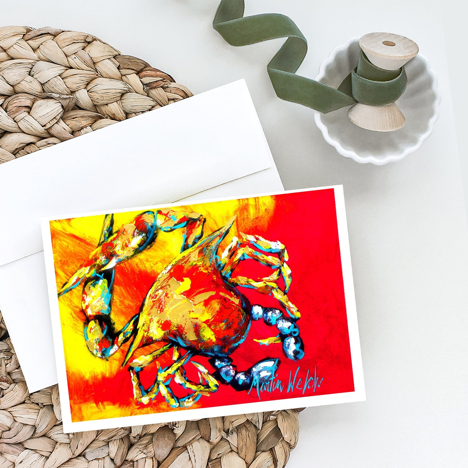 Crab Hot Dang Greeting Cards Pack of 8 Blank Cards with Envelopes Whimsical A7 Size 5x7