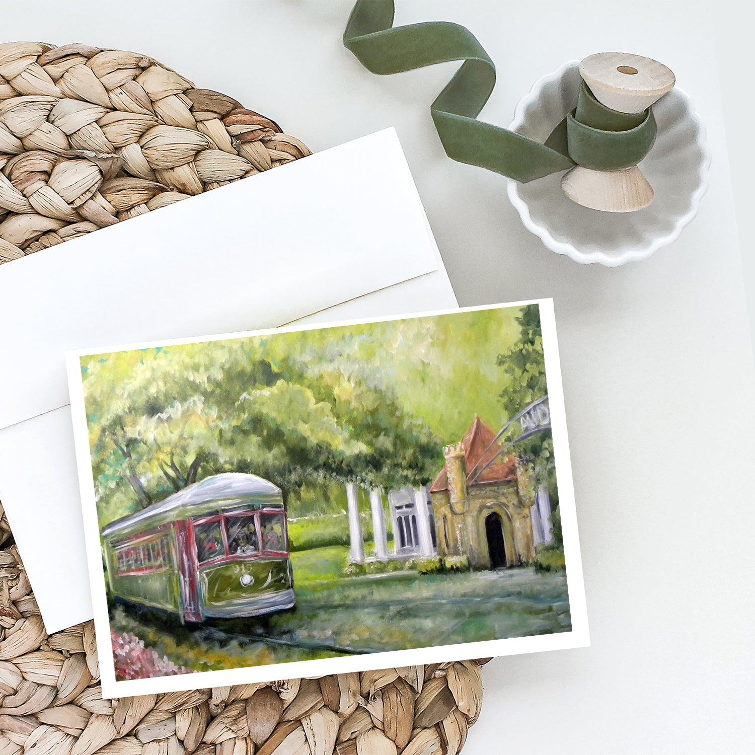Streetcar Next Stop Audubon Park Greeting Cards Pack of 8 Blank Cards with Envelopes Whimsical A7 Size 5x7