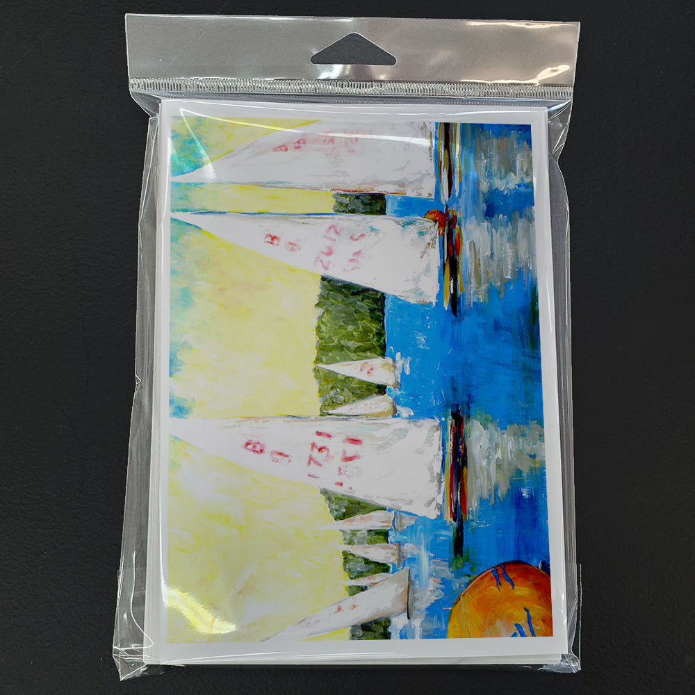 Sailboats Round the Mark Greeting Cards Pack of 8 Blank Cards with Envelopes Whimsical A7 Size 5x7