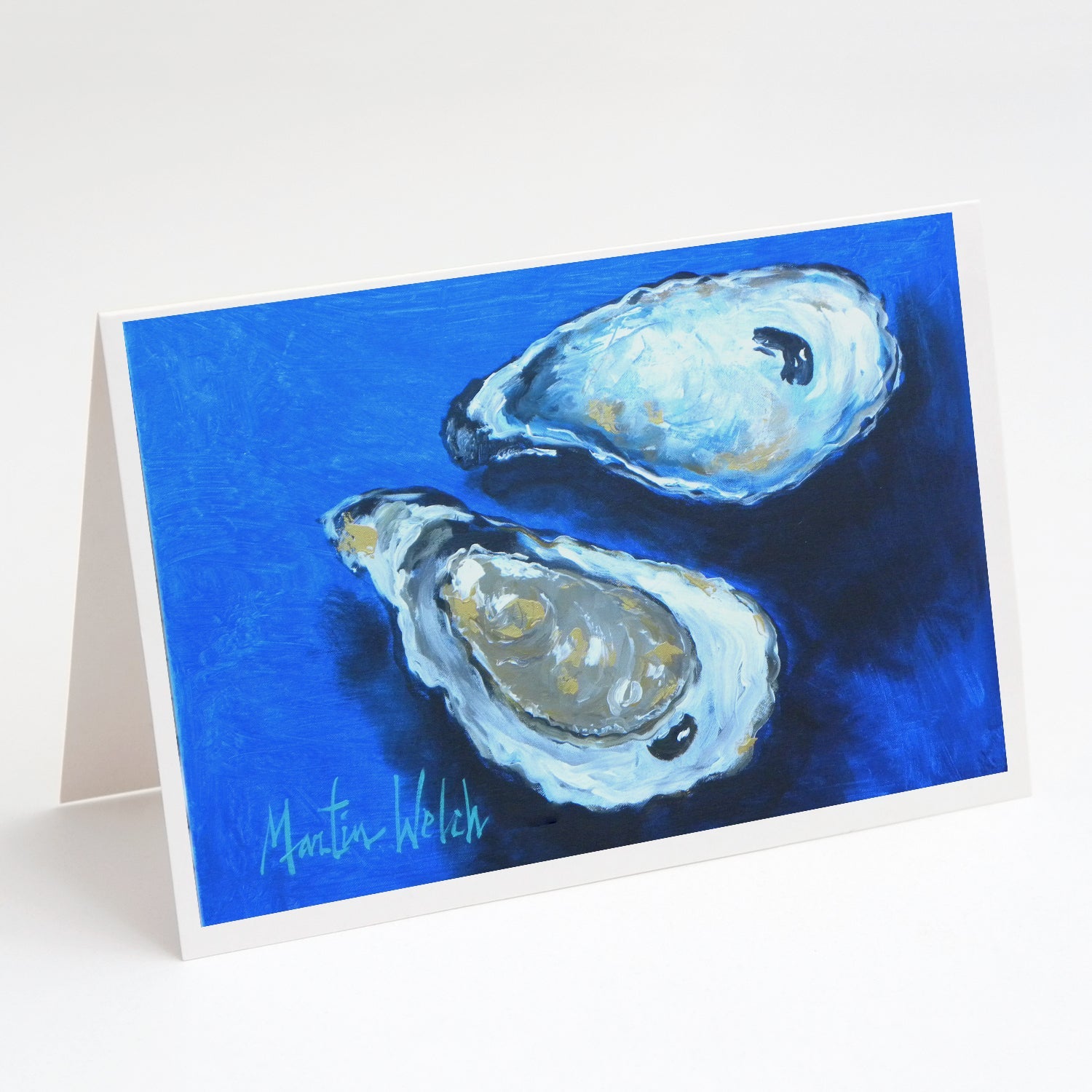 Oysters Seafood Four Greeting Cards Pack of 8 Blank Cards with Envelopes Whimsical A7 Size 5x7
