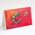 Shrimp Seafood Three Greeting Cards Pack of 8 Blank Cards with Envelopes Whimsical A7 Size 5x7