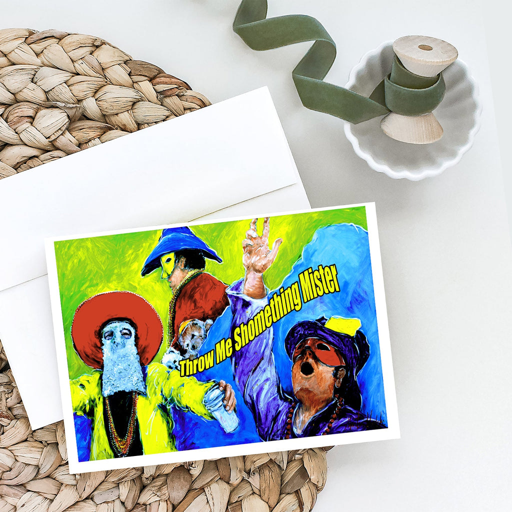 Mardi Gras Throw me something mister Greeting Cards Pack of 8 Blank Cards with Envelopes Whimsical A7 Size 5x7
