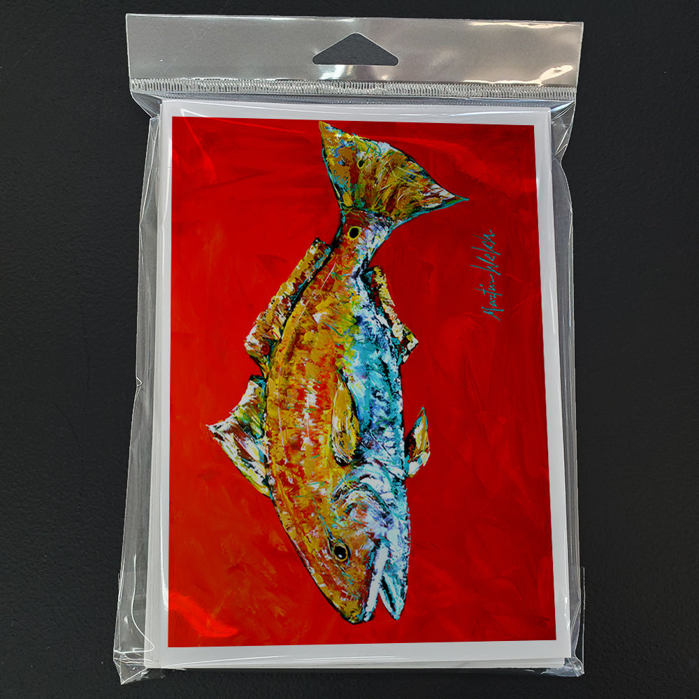 Fish - Red Fish Red Head Greeting Cards Pack of 8 Blank Cards with Envelopes Whimsical A7 Size 5x7