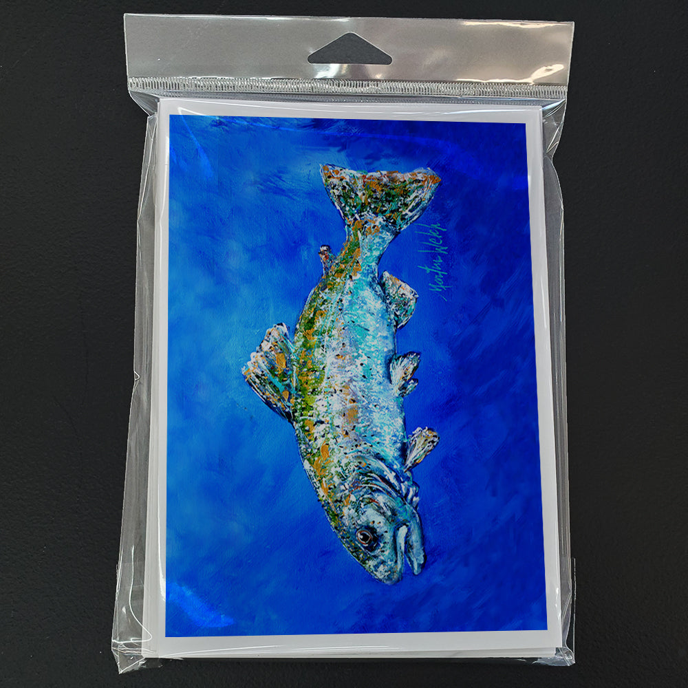 Fish Headed Downstream Greeting Cards Pack of 8 Blank Cards with Envelopes Whimsical A7 Size 5x7