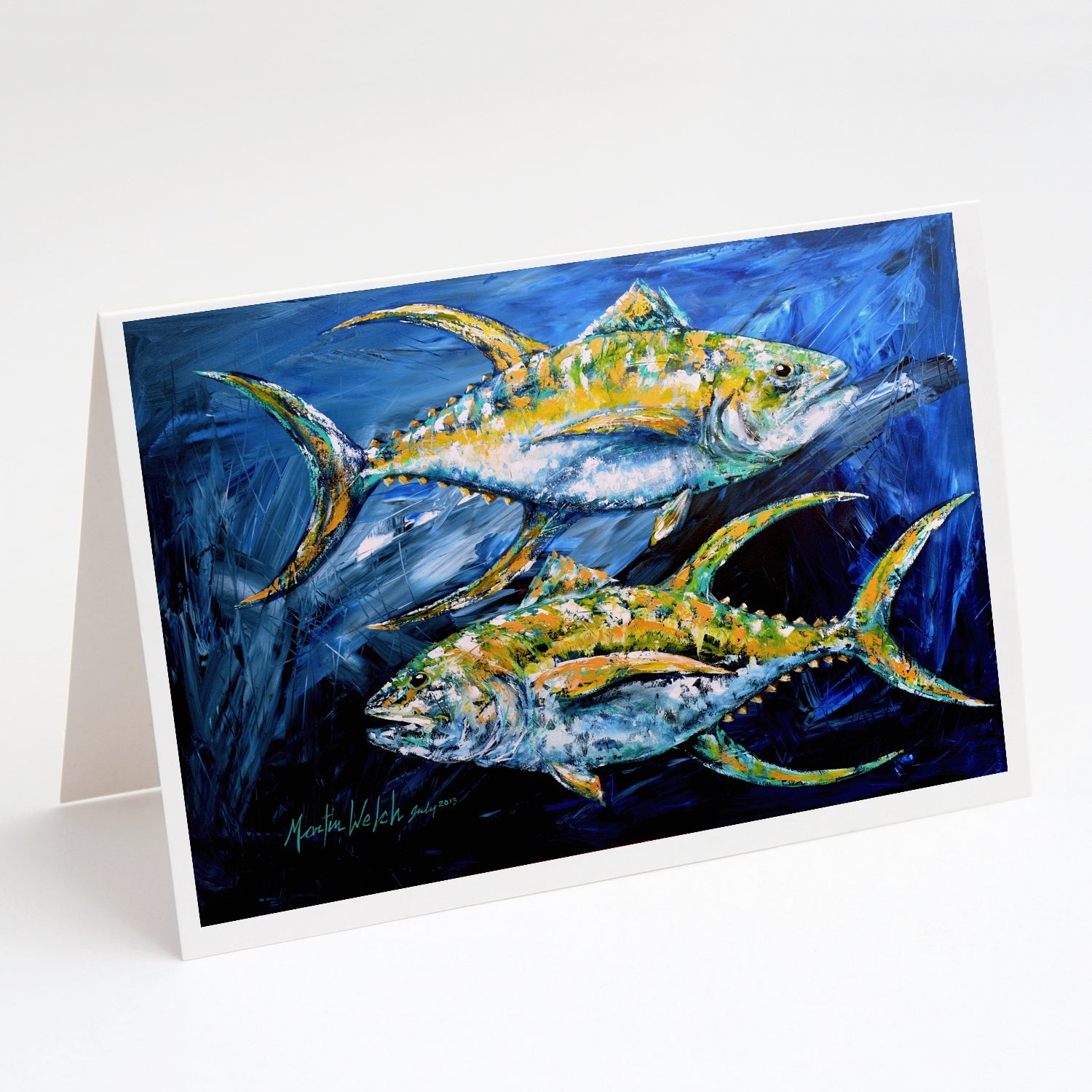 Fish - Tuna Tuna Blue Greeting Cards Pack of 8 Blank Cards with Envelopes Whimsical A7 Size 5x7