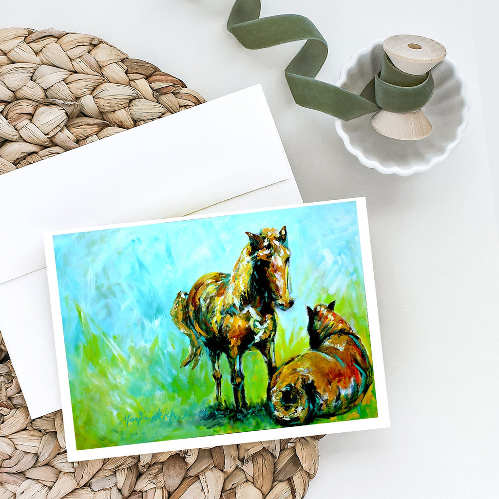 Horse Grazin Greeting Cards Pack of 8 Blank Cards with Envelopes Whimsical A7 Size 5x7