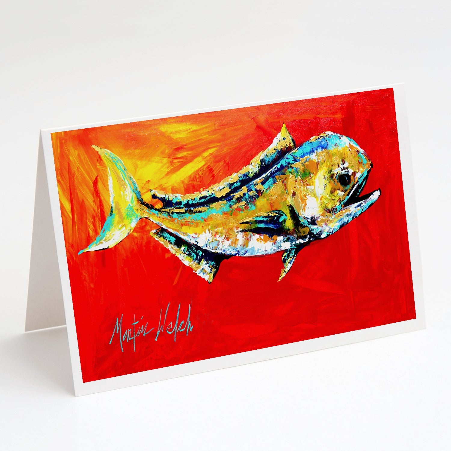 Danny Dolphin Fish Greeting Cards Pack of 8 Blank Cards with Envelopes Whimsical A7 Size 5x7