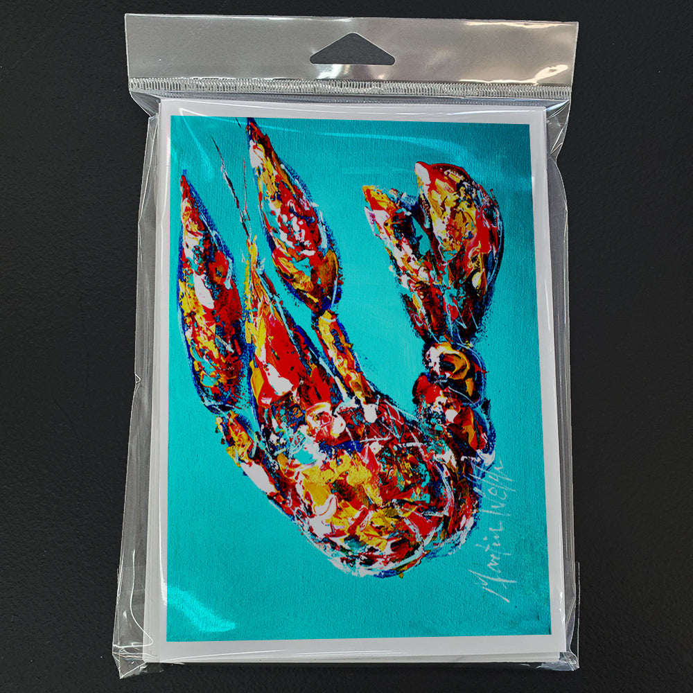 Lucy the Crawfish in blue Greeting Cards Pack of 8 Blank Cards with Envelopes Whimsical A7 Size 5x7