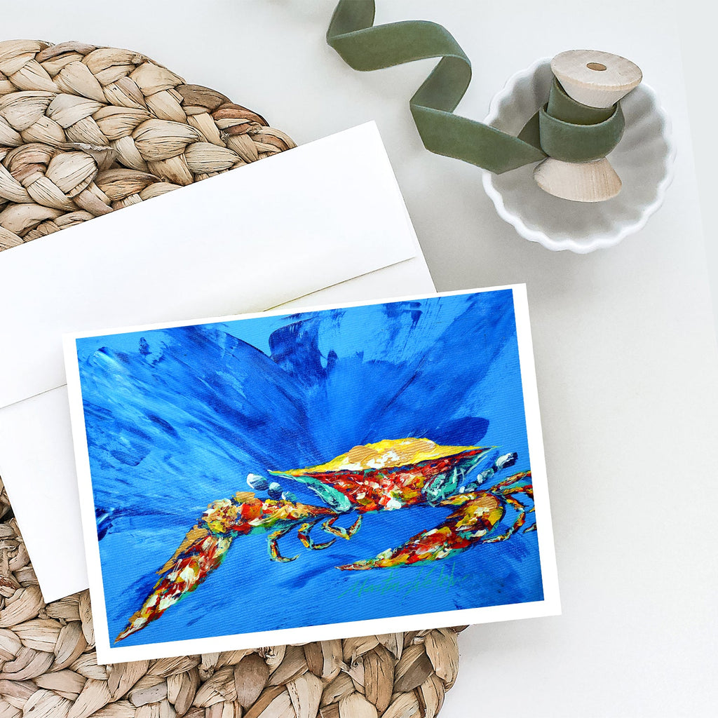 Big Spash Crab in blue Greeting Cards Pack of 8 Blank Cards with Envelopes Whimsical A7 Size 5x7