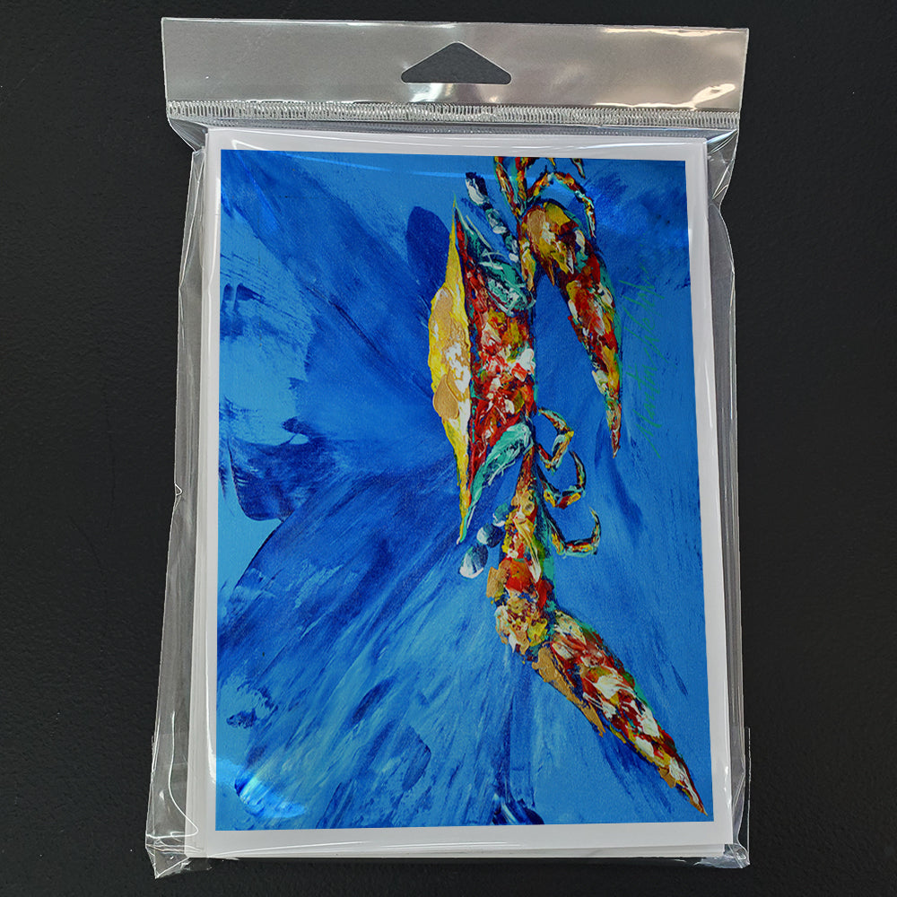 Big Spash Crab in blue Greeting Cards Pack of 8 Blank Cards with Envelopes Whimsical A7 Size 5x7