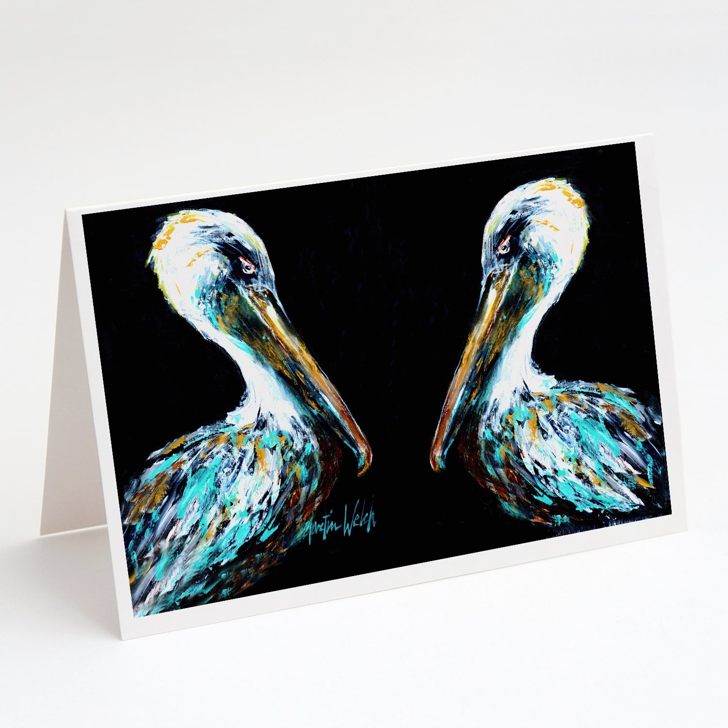 Dressed in Black Pelican Greeting Cards Pack of 8 Blank Cards with Envelopes Whimsical A7 Size 5x7