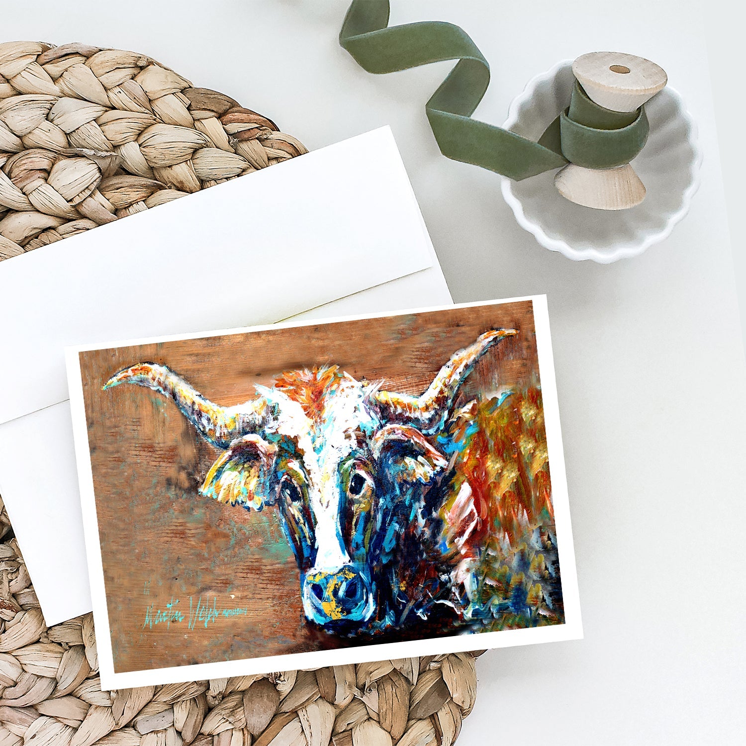 On the Loose Brown Cow Greeting Cards Pack of 8 Blank Cards with Envelopes Whimsical A7 Size 5x7