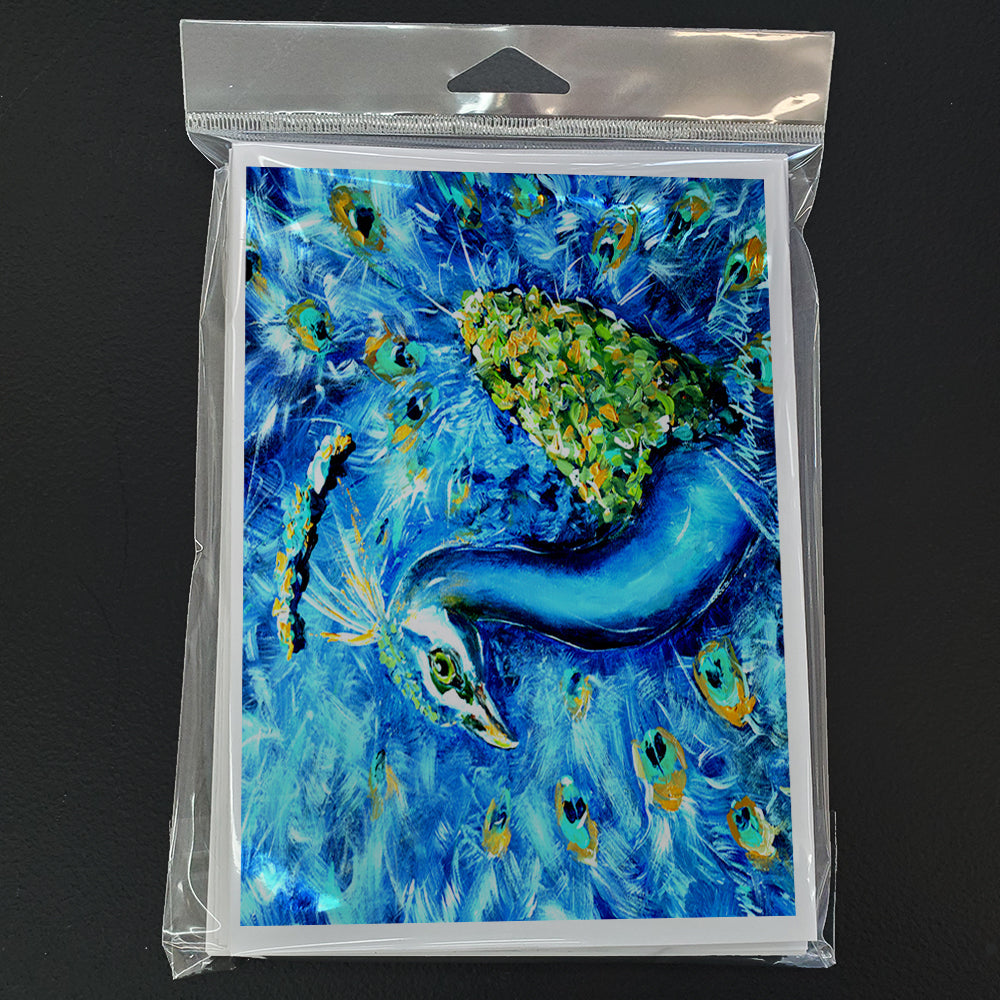 Peacock Straight Up in Blue Greeting Cards Pack of 8 Blank Cards with Envelopes Whimsical A7 Size 5x7