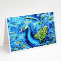Peacock Straight Up in Blue Greeting Cards Pack of 8 Blank Cards with Envelopes Whimsical A7 Size 5x7