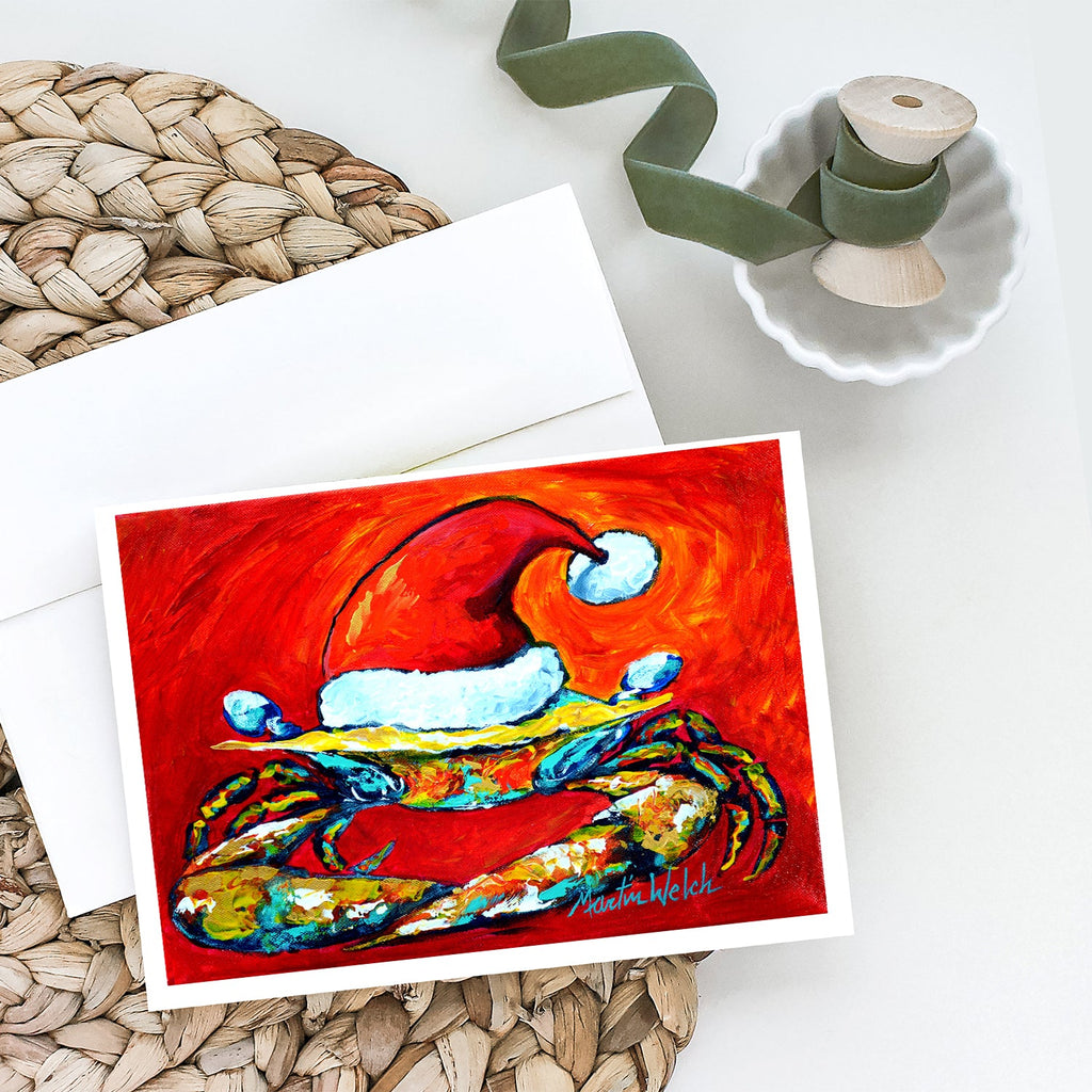 Crab in Santa Hat Santa Claws Greeting Cards Pack of 8 Blank Cards with Envelopes Whimsical A7 Size 5x7