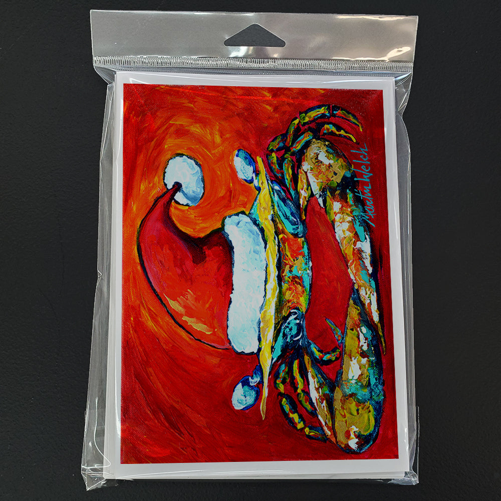Crab in Santa Hat Santa Claws Greeting Cards Pack of 8 Blank Cards with Envelopes Whimsical A7 Size 5x7
